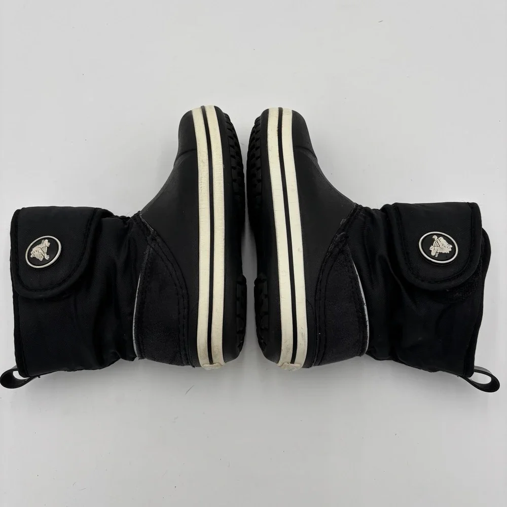 Crocs Puffer Snow Boots Baby Size 8 Black Crocband Winter Fleece‎ Lined